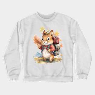 Watercolor Adventure Squirrel #3 Crewneck Sweatshirt